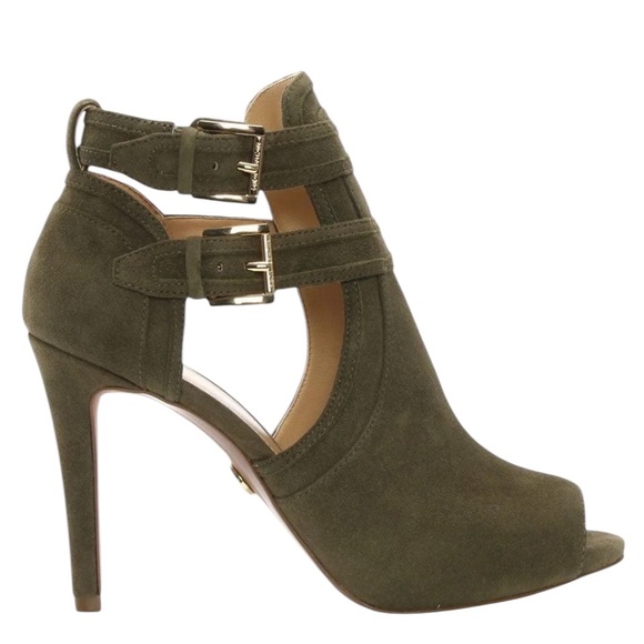 Micheal Kors Olive green Peep-Toe 4 inch Heels, Ankle straps, Size 7 - Picture 7 of 13